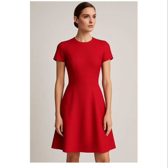 Alexander McQueen Red Viscose Skater Dress, Womens Size 42 Italy / US 6 - Picture 1 of 7